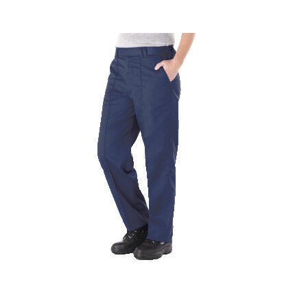 Work Trousers, Women, Navy Blue, Poly-Cotton, Waist 32", Leg 31", Regular, Size 14