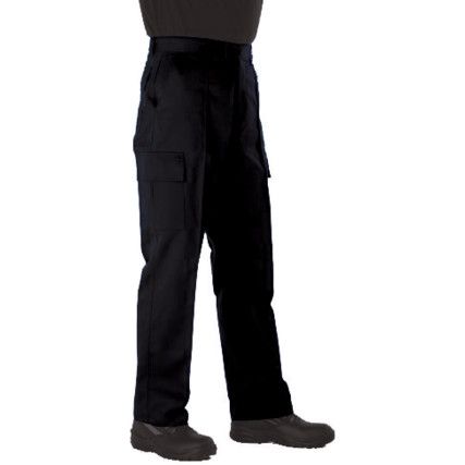 Cargo Trousers, Men, Black, Poly-Cotton, Waist 32", Leg 31", Regular