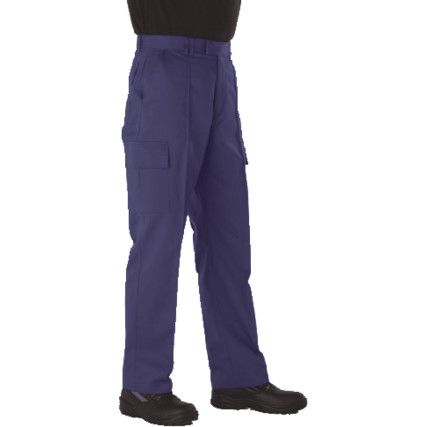 Classic, Cargo Trousers, Men, Navy Blue, Poly-Cotton, Waist 42", Leg 33", Long