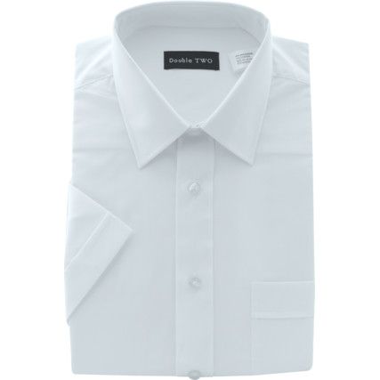 Shirt, Men, White, Cotton/Polyester, Short Sleeve, 16.5" Collar