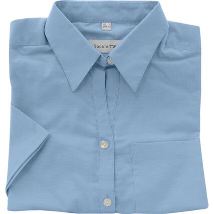 Oxford Shirt, Women, Pale Blue, Cotton/Polyester, Short Sleeve, Size 18
