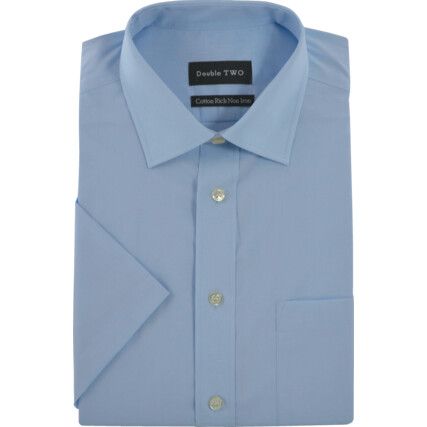 Men's 17.5in Short Sleeve Blue Poplin Shirt