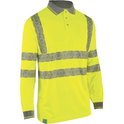 RECYCLABLE HI-VIS LONG SLEEVE POLO SHIRT YELLOW (S)