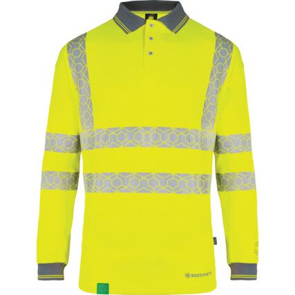 RECYCLABLE HI-VIS LONG SLEEVE POLO SHIRT YELLOW (2XL)