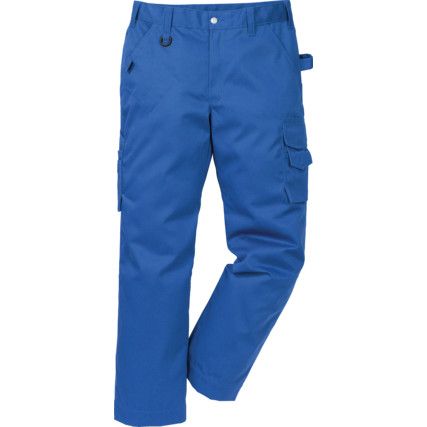 Work Trousers, Men, Royal Blue, Poly-Cotton, Waist 36", Long, L