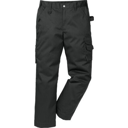 Work Trousers, Men, Black, Poly-Cotton, Waist 36", Long, L