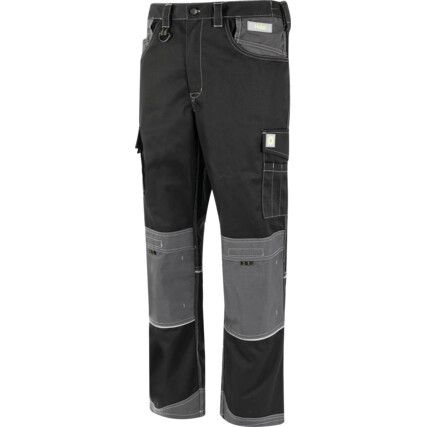 Mens Work Trousers, Black, 44" Waist, Long Fit, 33" Leg