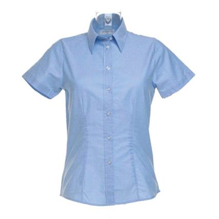 Oxford Shirt, Women, Light Blue, Cotton/Polyester, Short Sleeve, Size 10