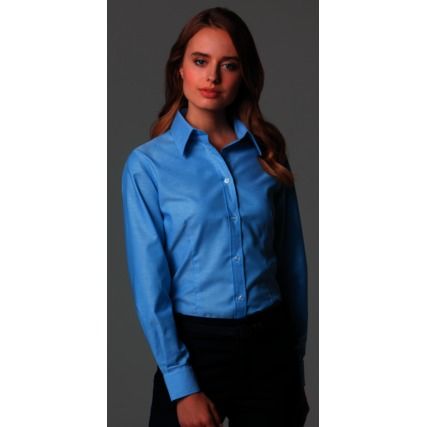 Oxford Shirt, Women, Light Blue, Cotton/Polyester, Long Sleeve, Size 10