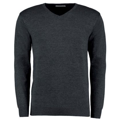 V-Neck Sweater, Men, Grey, Acrylic/Cotton, S