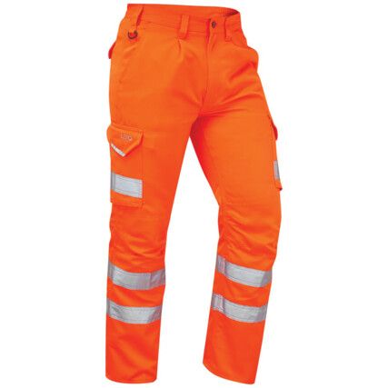 BIDEFORD ISO 20471 CL.1 CARGO TROUSERS HI-VIS ORANGE 32" SHORT