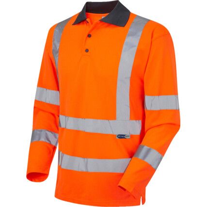 WOOLSERY HI-VIS SLEEVED POLO SHIRT ORANGE (S)