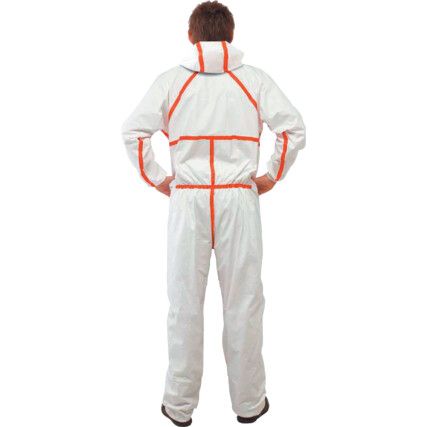 4565, Chemical Protective Coveralls, Disposable, Type 4/5/6, White, Polyester, Zipper Closure, Chest 46-49", 2XL