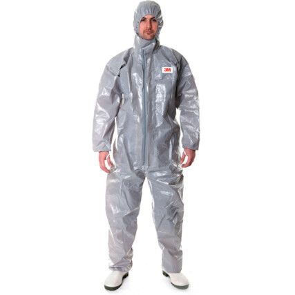 4570, Chemical Protective Coveralls, Disposable, Type 3/4/5/6, Grey, Laminates, Zipper Closure, Chest 44-46", L