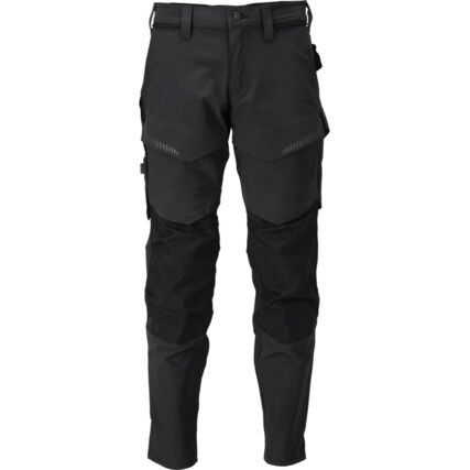 CUSTOMIZED TROUSERS KNEEPAD POCKETS STRETCH BLACK (L30W32.5)