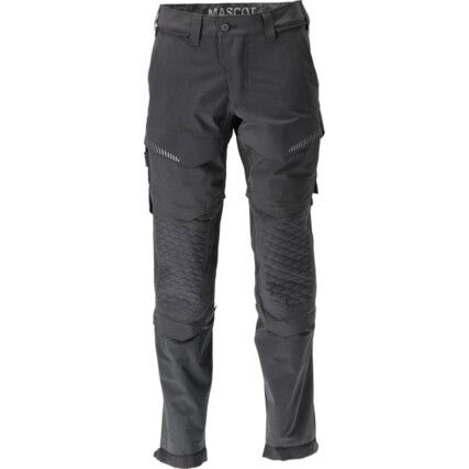 CUSTOMIZED TROUSERS KNEEPAD POCKETS STRETCH LIGHT BLACK (L32W38.5)