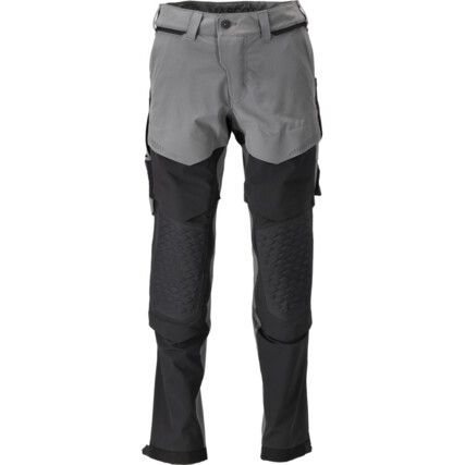 CUSTOM TROUSERS KNEEPAD POCKETS STRETCH LIGHTGREY/BLACK (L32W33.5)