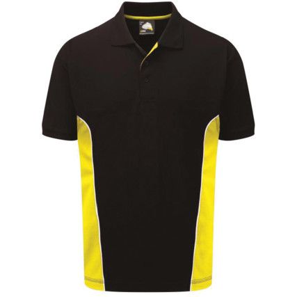 Silverswift, Polo Shirt, Men, Black/Yellow, Cotton/Polyester, Short Sleeve, XL