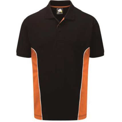 Silverswift, Polo Shirt, Men, Black/Orange, Cotton/Polyester, Short Sleeve, L