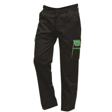 Combat Trousers, Unisex, Black/Lime, Poly-Cotton, Waist 32", Short