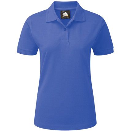 Polo Shirt, Women, Royal Blue, Cotton/Polyester, Short Sleeve, Size 8