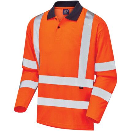 SWIMBRIDGE ISO 20471 CL.3 COMFORT SLEEVED POLO SHIRT ORANGE (S)