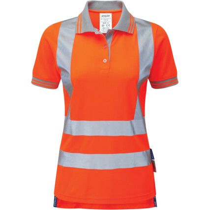 Polo Shirt, Women, Orange, Polyester, Short Sleeve, Size 8