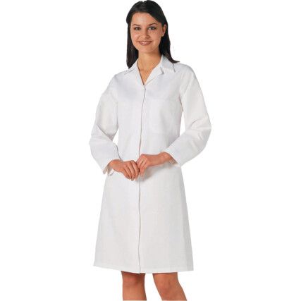 Food Coat, Reusable, Women, White, Cotton/Polyester, L