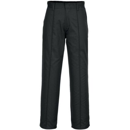 Work Trousers, Men, Black, Poly-Cotton, Waist 34", Regular