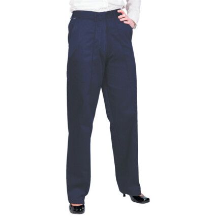 Work Trousers, Women, Navy Blue, Poly-Cotton, Waist 33"-34", Regular, L