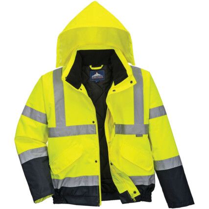 S266 Hi-Vis Two Tone Bomber Jacket Yellow/Navy (M)