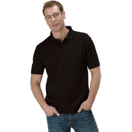 Delux, Polo Shirt, Unisex, Black, Cotton/Polyester, Short Sleeve, XL
