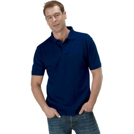 Polo Shirt, Unisex, Navy Blue, Cotton/Polyester, Short Sleeve, L