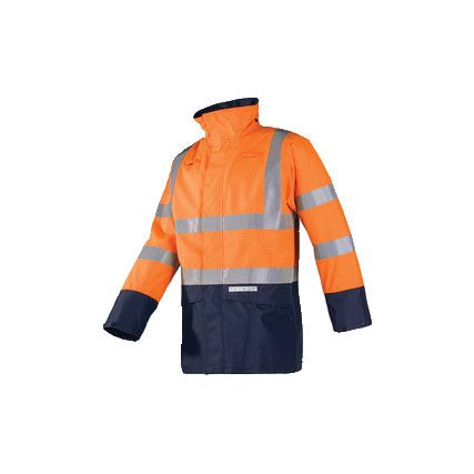 Elliston, Jacket, Orange/Navy Blue, Polyester, L