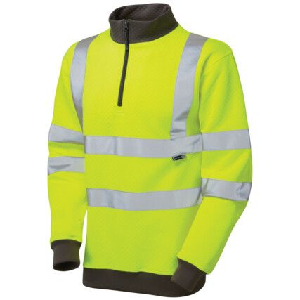 BRYNSWORTHY ISO 20471 CL.3 1/4ZIP SWEATSHIRT HI-VIS YELLOW (M)