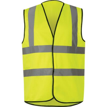 Hi-Vis Waistcoat, Unisex, Yellow, Polyester, Hook & Loop Closure, 3XL