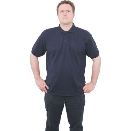 Polo Shirt, Unisex, Navy Blue, Cotton/Polyester, Short Sleeve, 2XL