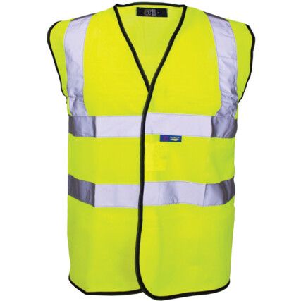 Hi-Vis Waistcoat, Unisex, Yellow/Black, Polyester, Hook & Loop Closure, S