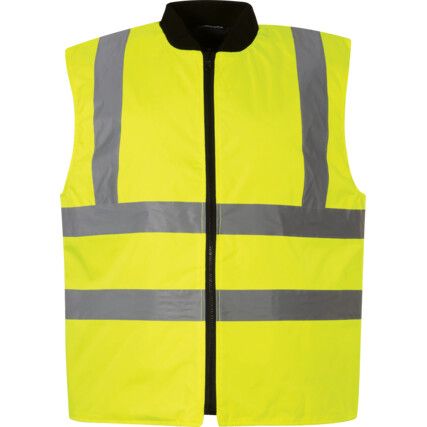 Hi-Vis Body Warmer, Unisex, Yellow, Cotton/Polyester, Zipper Closure, 2XL