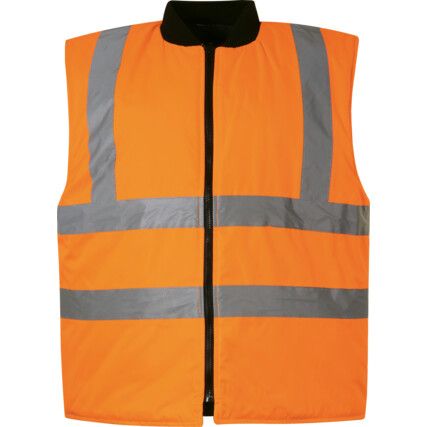 Hi-Vis Body Warmer, Unisex, Orange, Cotton/Polyester, Zipper Closure, 2XL