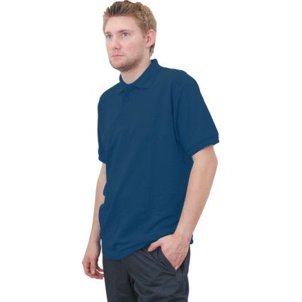 Polo Shirt, Unisex, Navy Blue, Cotton/Polyester, Short Sleeve, L