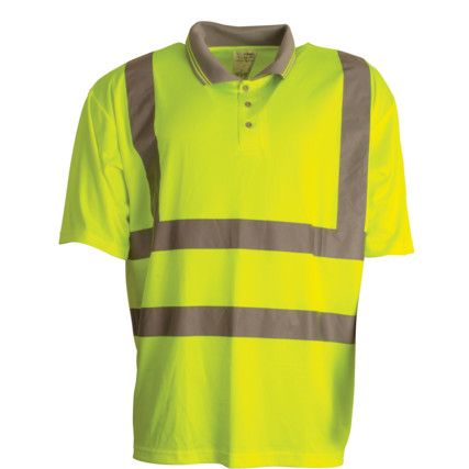 Polo Shirt, Unisex, Yellow, Polyester, Short Sleeve, XL