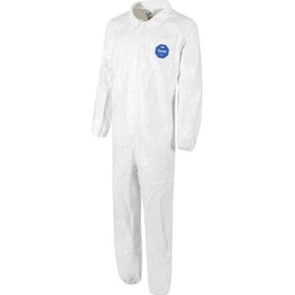 Industry, Chemical Protective Coveralls, Disposable, Type 5/6, White, Tyvek® 500, Zipper Closure, Chest 36-27", S