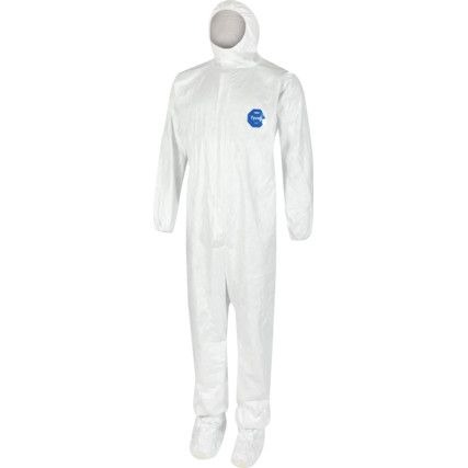 Labo, Chemical Protective Coveralls, Disposable, Type 5/6, White, Tyvek® 500, Zipper Closure, Chest 52-54", 2XL