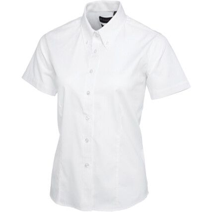 Short Sleeve Shirt, White, Women's, Size 12 (M)