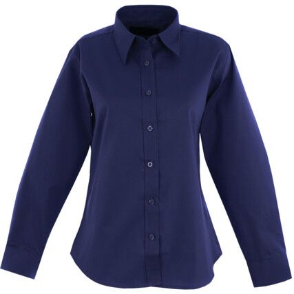 Oxford Shirt, Women, Navy Blue, Cotton/Polyester, Long Sleeve, Size 12