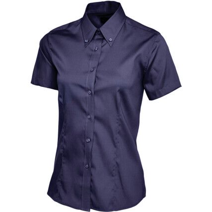 Oxford Shirt, Women, Navy Blue, Cotton/Polyester, Short Sleeve, Size 8