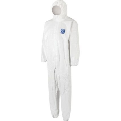 ViGuard™, Chemical Protective Coveralls, Disposable, Type 5/6 Protection, White, Microporous PE Film, Chest 116-124cm, 2XL