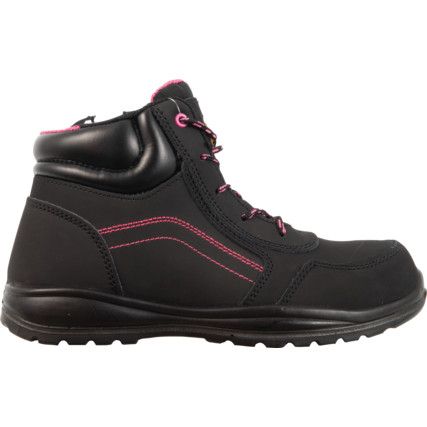 Lydia, Womens Safety Boots Size 3, Black, Leather, Composite Toe Cap