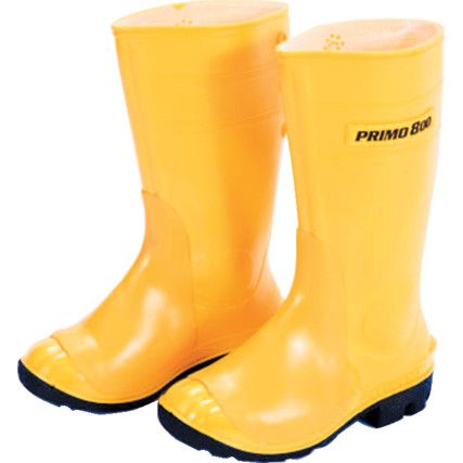 Primo 800 Men's  Metatarsal Safety Wellingtons, Size 6, Yellow, PVC Upper, Fibreglass Toe Cap, S5, SRA, EN ISO 20345:2011